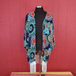 Fringe Shawl With Sleeves